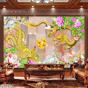 Tranh chim Phượng Hoàng và Rồng vàng chất lượng cao