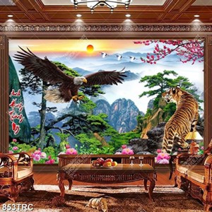 Tranh phong thuỷ chim Ưng và hổ chất lượng cao