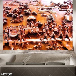 Tranh vinh quy bái tổ điêu khắc gỗ treo tường