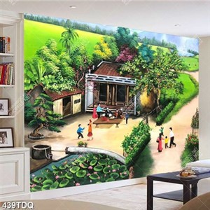 Tranh mùa xuân trên làng quê Việt Nam