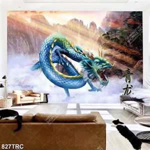 Tranh Rồng xanh nền tranh phong thuỷ đẹp