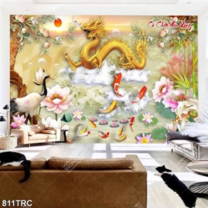 Tranh Rồng và chim Hạc in kính đẹp