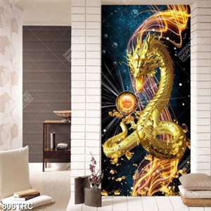 Tranh ghép rồng vàng in kính đẹp