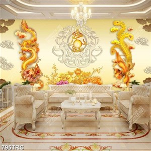 Tranh thờ rồng và phượng hoàng đẹp