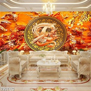 Tranh rồng phượng nền giả ngọc