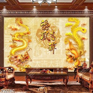 Tranh đôi rồng trang trí tường đẹp