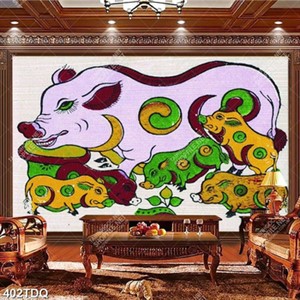 Tranh Đông Hồ đàn lợn file gốc