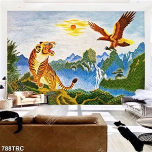 Tranh sơn dầu Hổ và Đại Bàng chất lượng cao