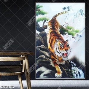 Tranh sơn dầu Hổ và thác nước đẹp