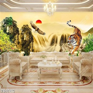 Tranh phong thuỷ thác Hổ và chim Đại Bàng