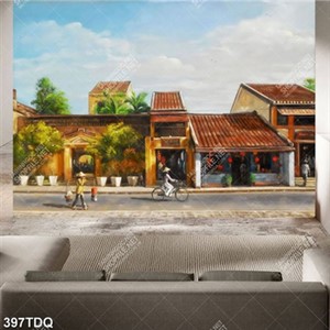 Tranh góc nhỏ phố cổ bình yên in kính
