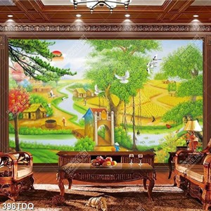 Tranh gắn tường mẹ và con bên cổng làng đẹp nghệ thuật