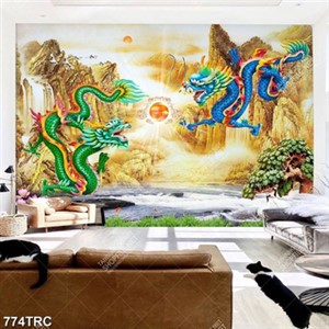 Tranh rồng và phượng hoàng in kính đẹp