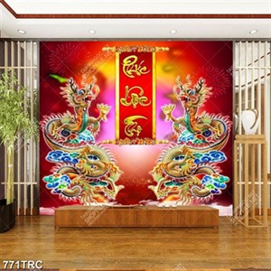 Tranh đôi rồng trang trí Tết đẹp