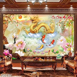 Tranh rồng vàng và chim Hạc file psd