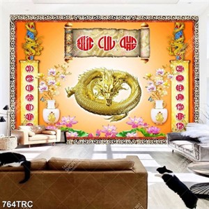 Tranh phòng thờ rồng vàng