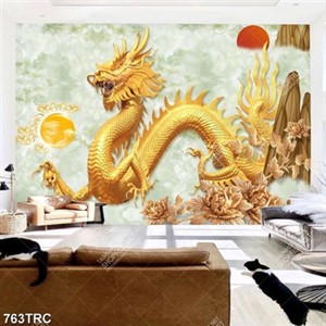 Tranh Rồng vàng nền giả ngọc đẹp file psd
