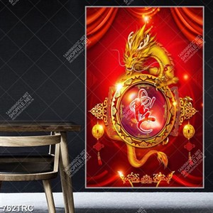 Tranh tài lộc rồng vàng in lịch đẹp