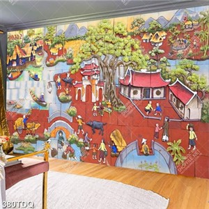 Tranh trang trí nội thất phong cảnh làng quê nhộn nhịp