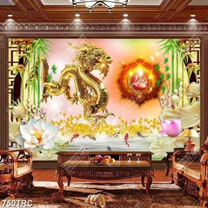 Tranh Rồng vàng nền giả ngọc đẹp file psd