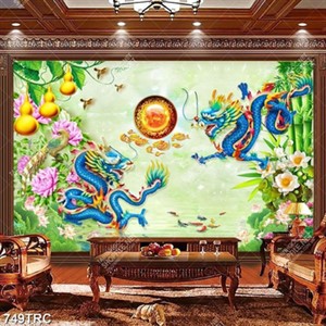 Tranh giả ngọc đôi rồng file psd đẹp