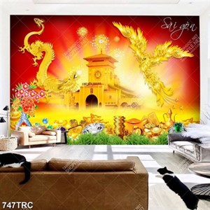 Tranh tài lộc rồng phượng in lịch đẹp