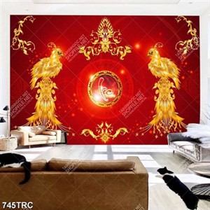 Tranh tài lộc đôi phượng hoàng vàng