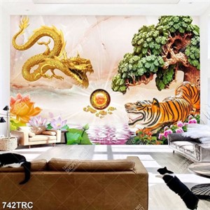 Tranh Rồng và Hổ nền giả ngọc chất lượng cao