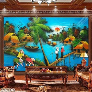 Tranh sơn dầu những cô thôn nữ đang cấy lúa file gốc