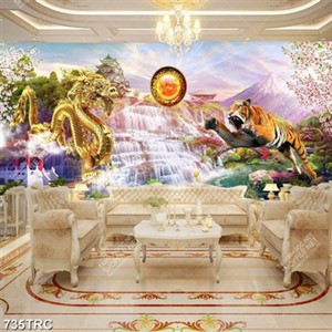 Tranh Rồng và Hổ in kính đẹp