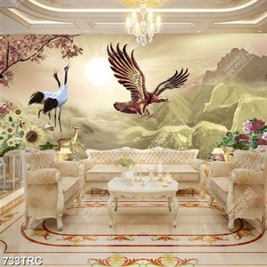 Tranh sơn dầu đại bàng và chim Hạc