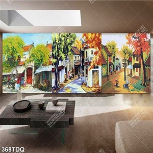 Tranh ghép phố cổ khổ ngang file psd