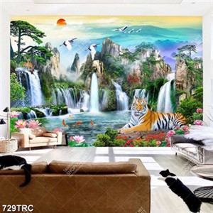 Tranh phong cảnh thác nước và Hổ