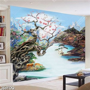 Tranh ghép sơn dầu chú nai bên dòng sông nghệ thuật