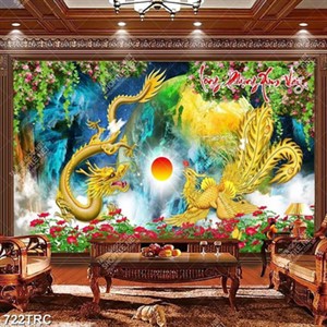 Tranh rồng phượng phong thuỷ trang trí phòng khách đẹp