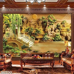 Tranh ghép 3D nai bên cổng làng file gốc