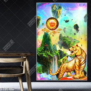 Tranh phong thuỷ hổ vàng treo tường đẹp
