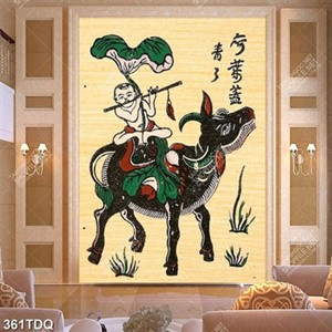 Tranh Đông Hồ cậu bé thổi sáo trên lưng trâu