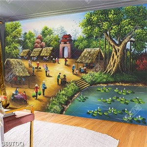 Tranh sơn dầu chợ quê chất lượng cao in uv