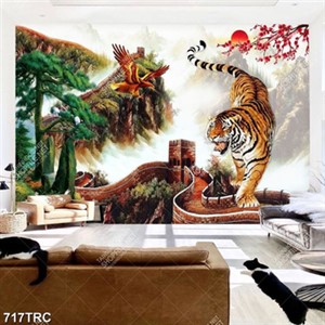 Tranh sơn dầu vạn lý trường thành và hổ file psd