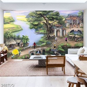 Tranh những chiếc thuyền nhỏ trên con sông quê chất lượng cao