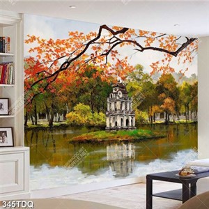 Tranh sơn dầu phong cảnh hồ gươm trang trí tường đẹp