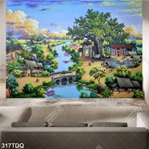 Tranh làng quê trang trí tường in uv