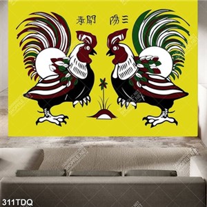 Tranh vẽ chú gà trống decor tường