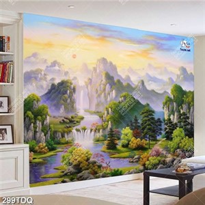 Tranh sơn dầu rừng núi và thác nước chất lượng cao