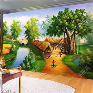 Tranh cảnh chợ quê bên dòng sông đẹp nhất