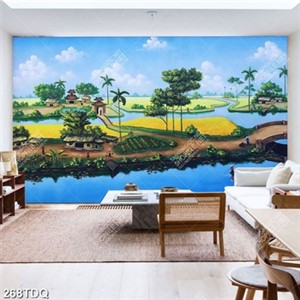 Tranh phong cảnh làng quê in uv