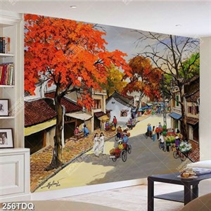 Tranh sơn dầu chợ phiên trên phố cổ đẹp nhất