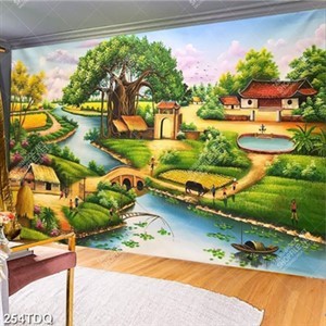 Tranh đồng quê sơn dầu file gốc