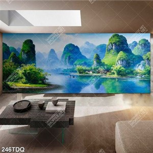 Tranh tranh phong cảnh dòng sông và núi rừng chất lượng cao
